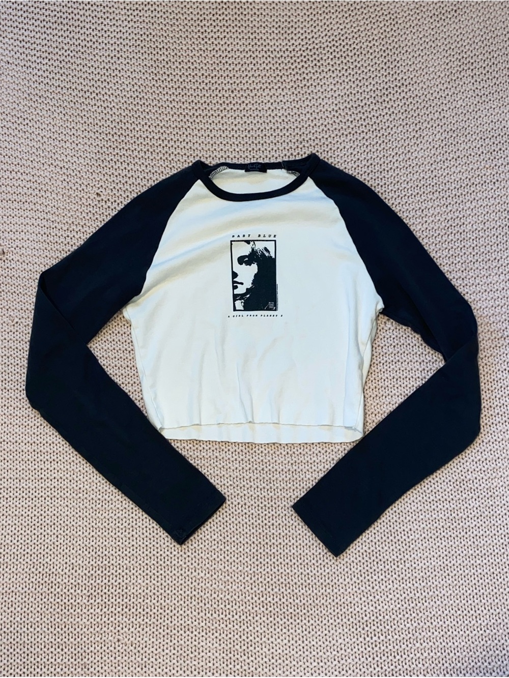 Brandy Melville Black & White Long Sleeve Raglan Tee
